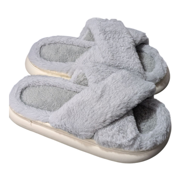 Fuzzy Slippers Warm and Cozy Open Toe Fluffy Women's Indoor-Outdoor Size 10-11 - Picture 1 of 7